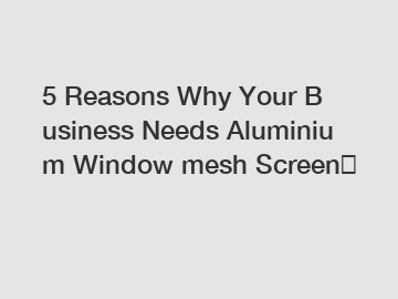 5 Reasons Why Your Business Needs Aluminium Window mesh Screen？