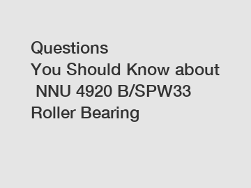 Questions You&nbsp;Should&nbsp;Know&nbsp;about&nbsp;NNU 4920 B/SPW33 Roller Bearing