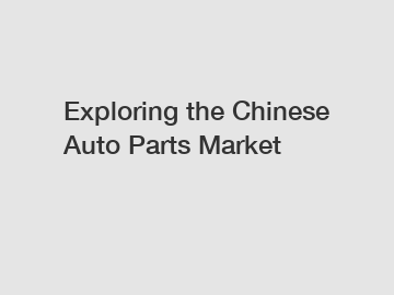 Exploring the Chinese Auto Parts Market