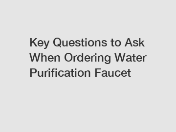 Key Questions to Ask When Ordering Water Purification Faucet