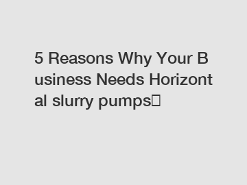 5 Reasons Why Your Business Needs Horizontal slurry pumps？