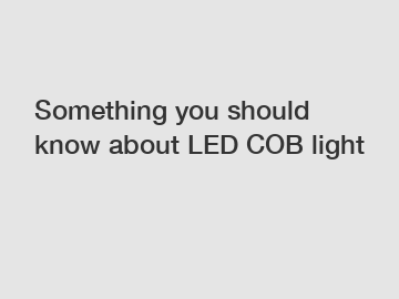 Something you should know about LED COB light