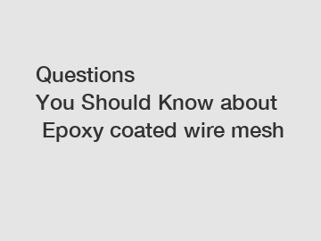 Questions You&nbsp;Should&nbsp;Know&nbsp;about&nbsp;Epoxy coated wire mesh