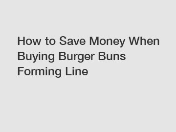 How to Save Money When Buying Burger Buns Forming Line