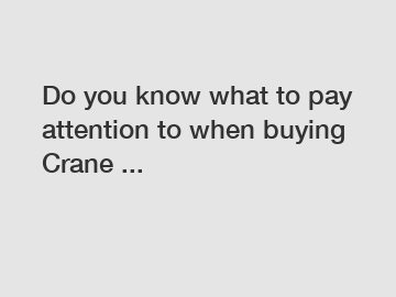 Do you know what to pay attention to when buying Crane ...