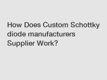 How Does Custom Schottky diode manufacturers Supplier Work?