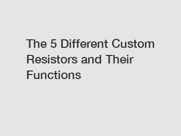 The 5 Different Custom Resistors and Their Functions