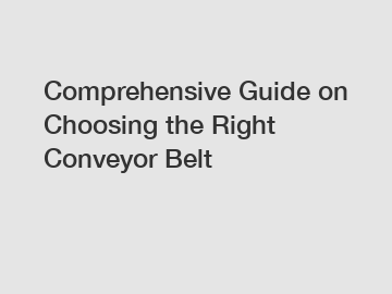 Comprehensive Guide on Choosing the Right Conveyor Belt