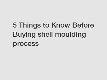 5 Things to Know Before Buying shell moulding process