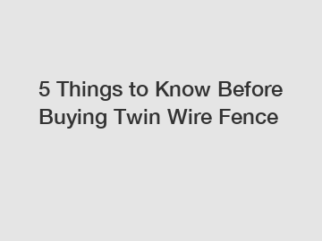 5 Things to Know Before Buying Twin Wire Fence