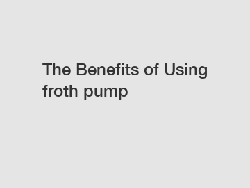 The Benefits of Using froth pump