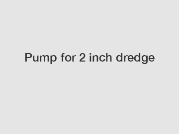 Pump for 2 inch dredge