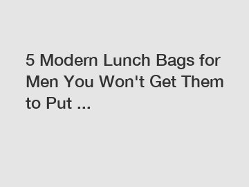 5 Modern Lunch Bags for Men You Won't Get Them to Put ...