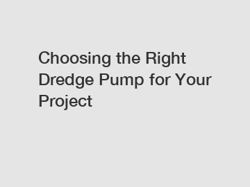 Choosing the Right Dredge Pump for Your Project