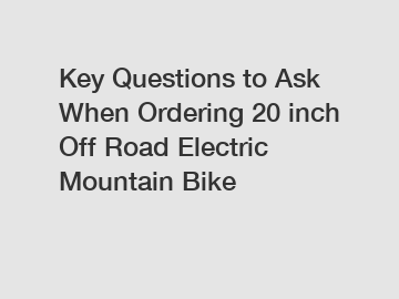 Key Questions to Ask When Ordering 20 inch Off Road Electric Mountain Bike