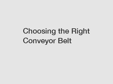 Choosing the Right Conveyor Belt