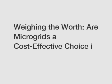 Weighing the Worth: Are Microgrids a Cost-Effective Choice i