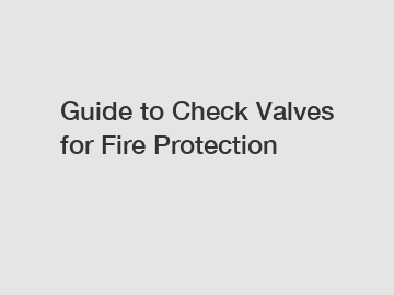 Guide to Check Valves for Fire Protection