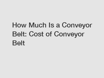 How Much Is a Conveyor Belt: Cost of Conveyor Belt