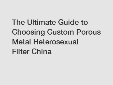 The Ultimate Guide to Choosing Custom Porous Metal Heterosexual Filter China