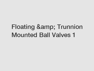 Floating &amp; Trunnion Mounted Ball Valves 1