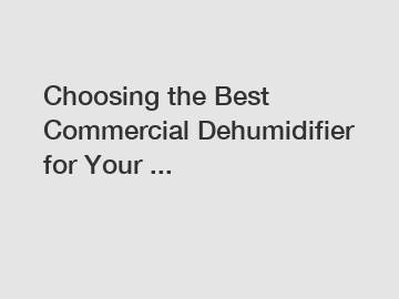 Choosing the Best Commercial Dehumidifier for Your ...