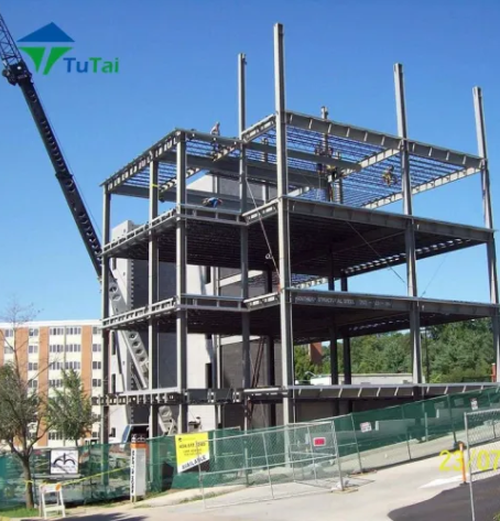 What are the advantages of using steel frames in office buildings?